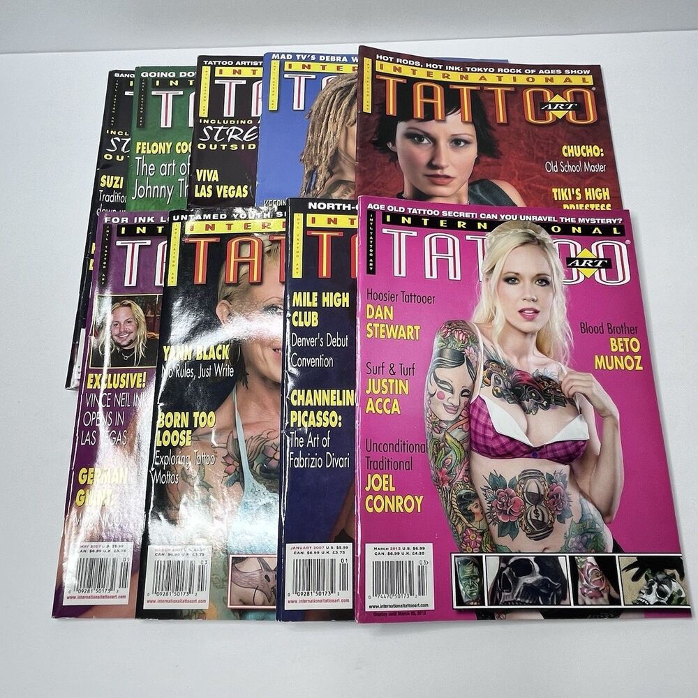 Lot of 9 TATTOO Magazine Issues 2000s  Skin Art